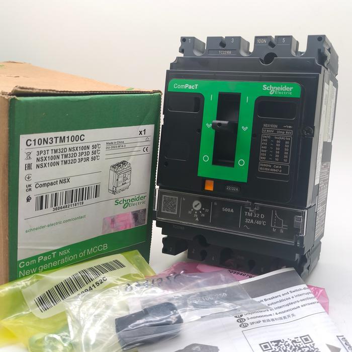 MCCB BREAKER NSX100N 3P 32A 22.4A-32A 3POLE TM32D 3 POLE 3PHASE 3 PHASE