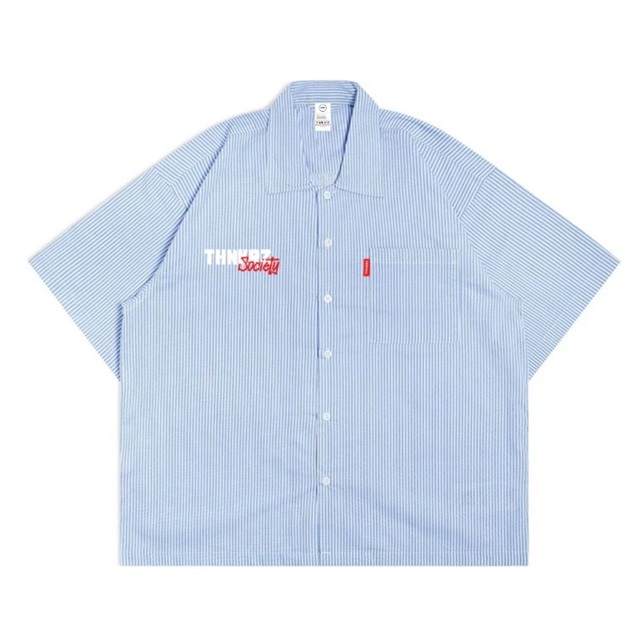 THKRZ - Workshirt Boxy Stripe - Society - Kemeja Stripe Unisex