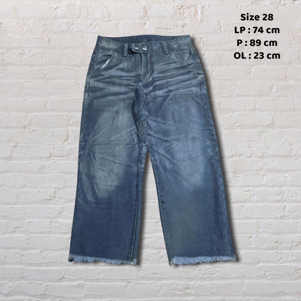 Size 28 Celana Panjang Longpants Jeans Baggy Blue Washed Fading   Second Preloved #CJ166