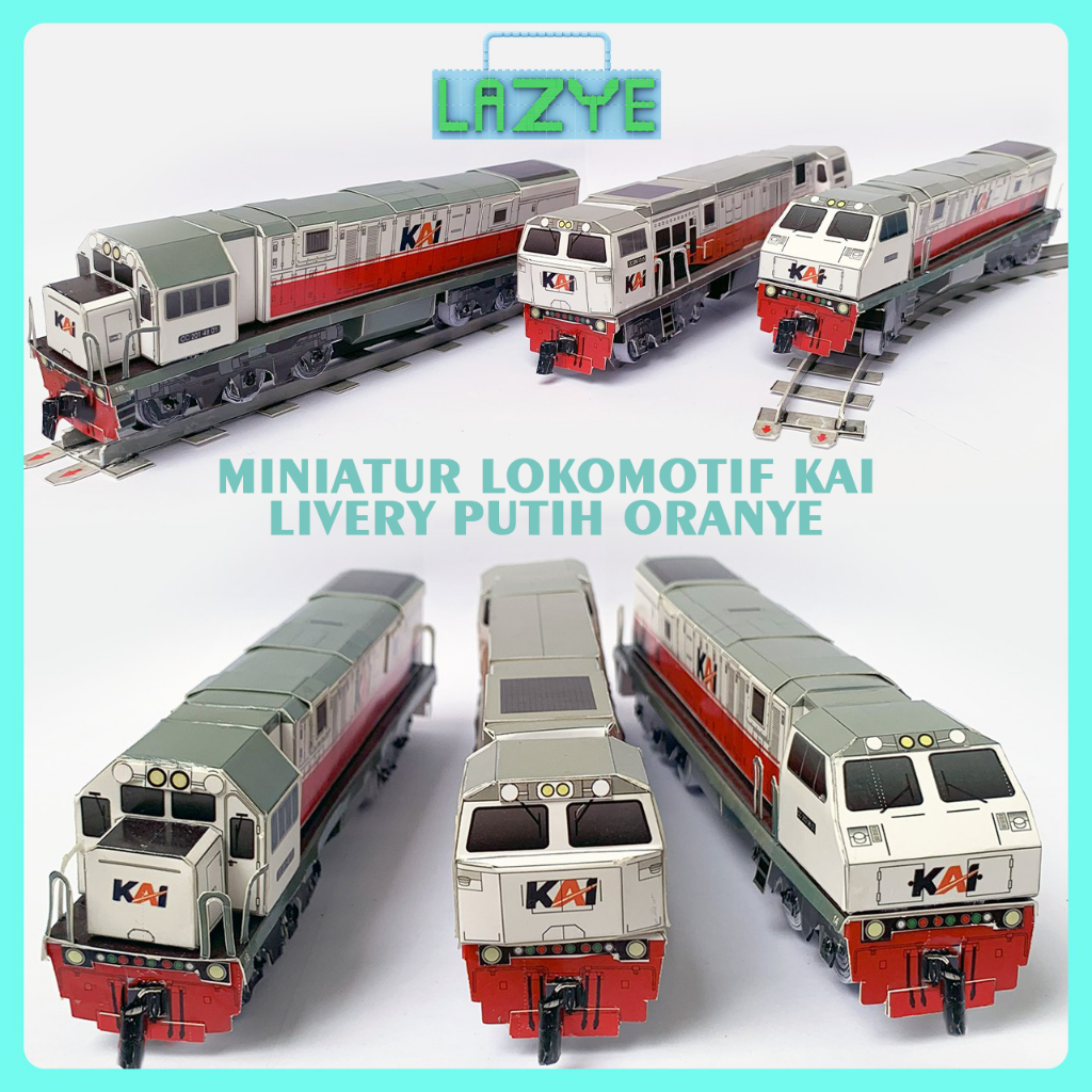 Mainan Miniatur Kereta Lokomotif KAI CC201 • CC203 • CC206 – Koleksi 3 Varian Livery Putih Oranye Ke