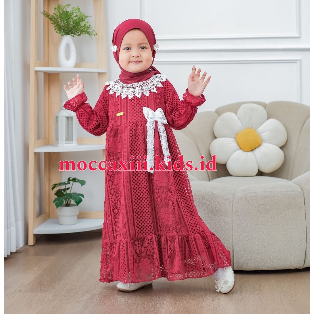 Gamis Anak Lebaran Viral Terbaru Warna Putih - Hitam - Maroon - Millo - Sage - Taro - Pink  - Gamis 