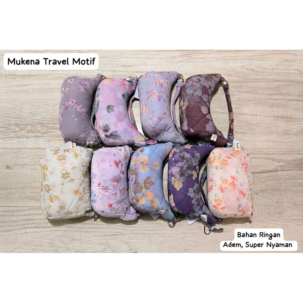 Mukena Travel Motif Wanita Dewasa Original (Free Pouch/Tas)