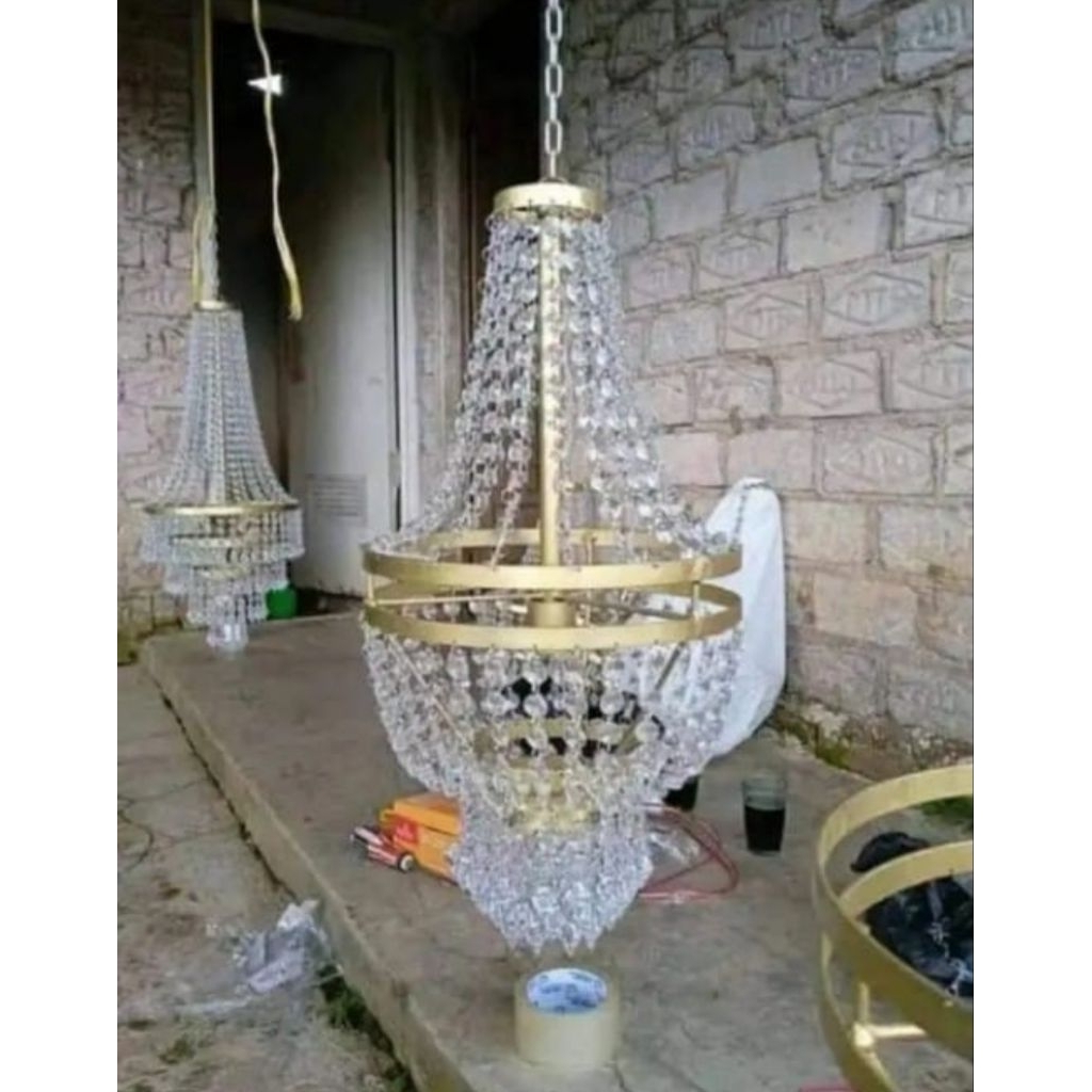 lampu gantung kristal, lampu dekorasi, lampu hias pelaminan