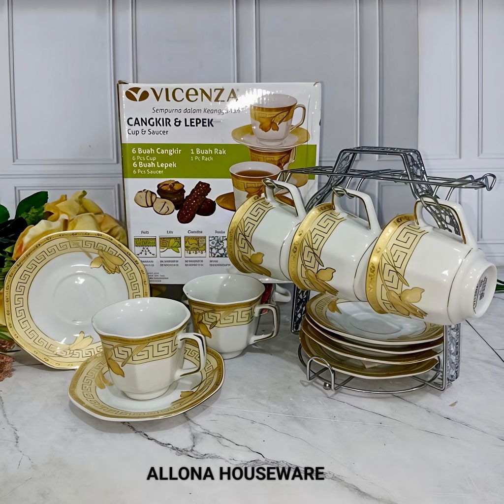 CANGKIR SET TATAKAN KERAMIK VICENZA C78-1