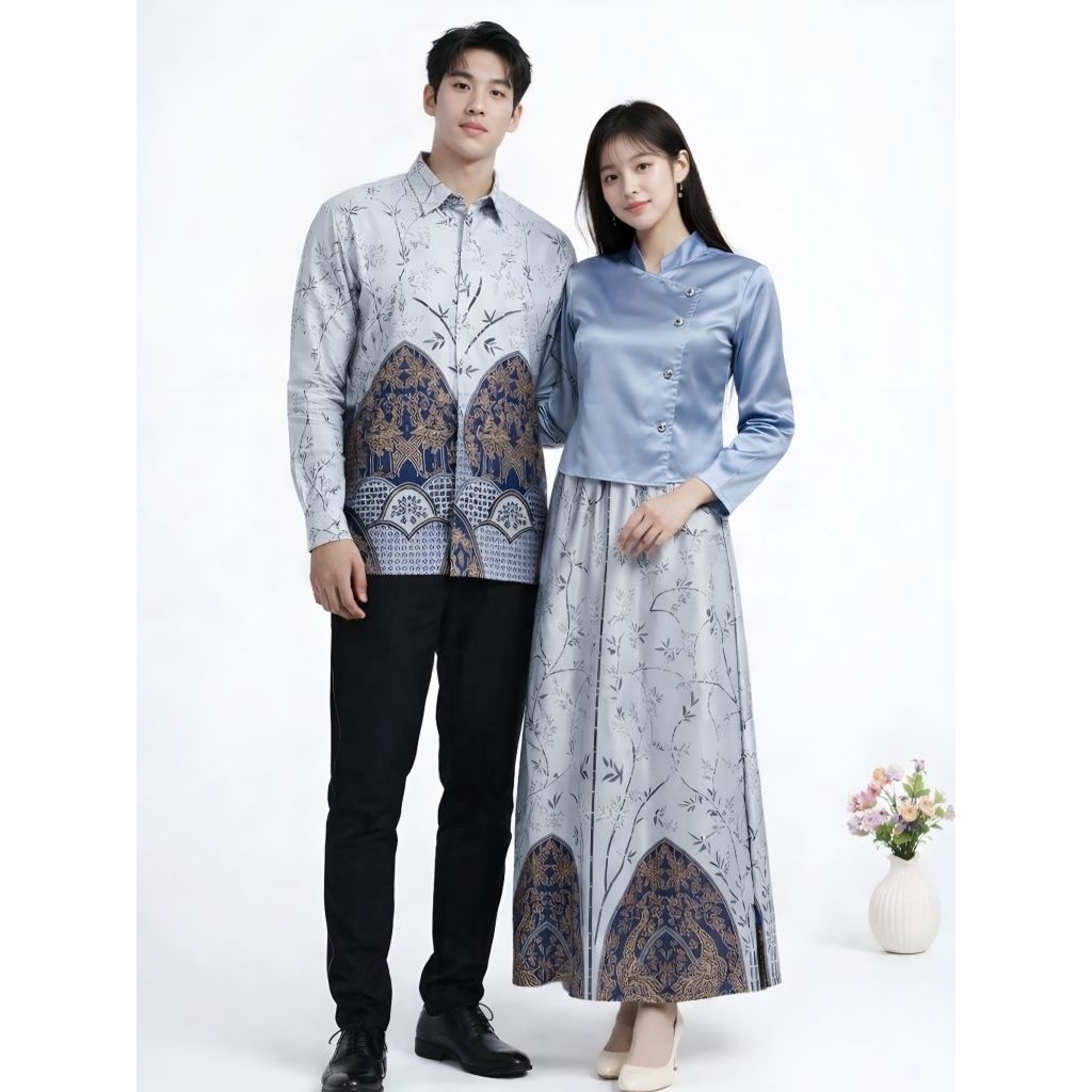 Sarimbit Couple Muslim Kekinian | Baju Pasangan Pria Wanita Motif Elegan Untuk Pesta Lebaran Mala Ms