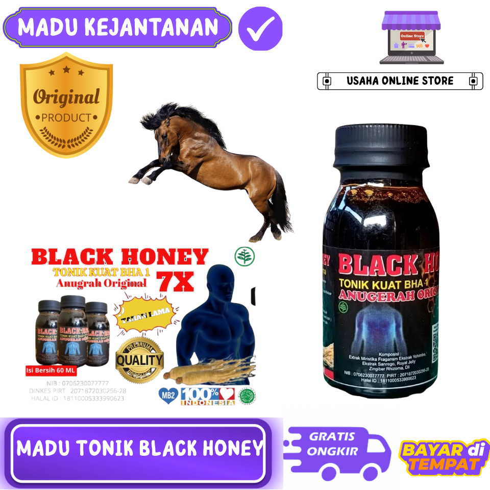 MADU TONIK BLACK HONEY ANUGERAH HERBAL I MADU STAMINA PRIA DEWASA I MADU KEJANTANAN I MADU PENYUBUR 