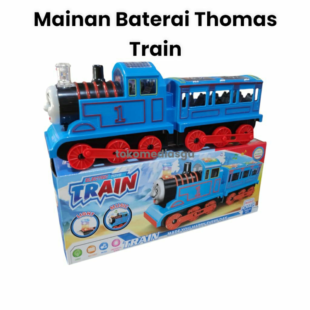 Mainan Kereta Thomas Train Baterai Lampu+Musik