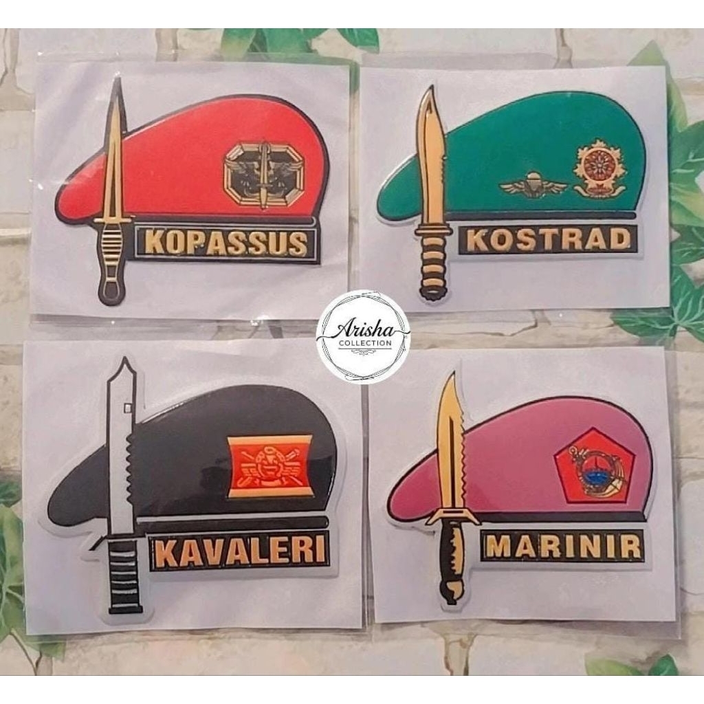 Stiker Embos Logo Baret, KOPASUS, KOSTRAD, KAVALERI, MARINIR/arisha_collection18