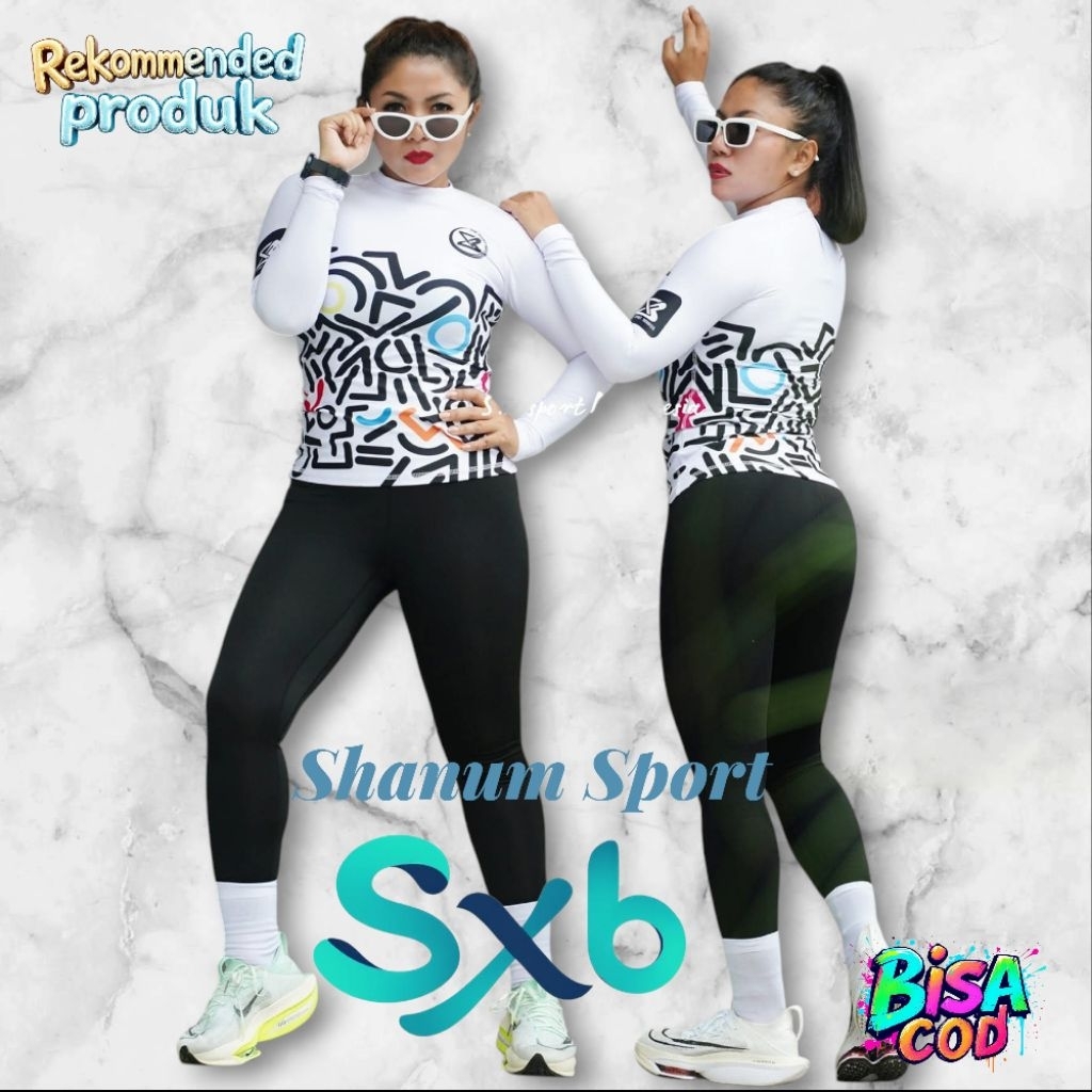 KAOS OLAHRAGA ATASAN BAJU SENAM WANITA AEROBIC RUNNING RENANG SXB SPORT LONG SLEEVE