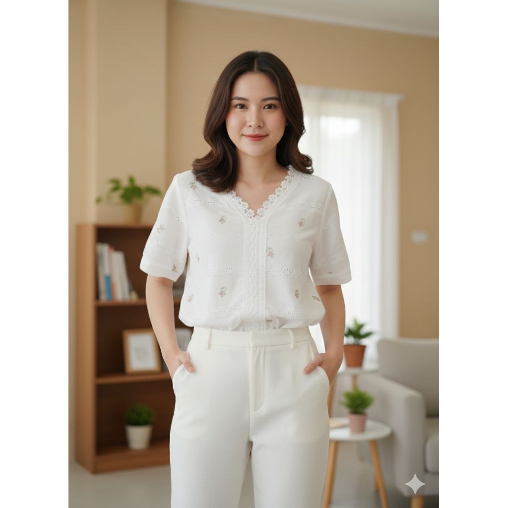 Atasan blouse katun Bangkok premium tebal katun bolong