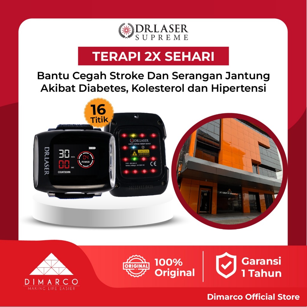 Dr Laser Supreme 16 Titik - Jam Tangan Laser Alat Terapi Stroke Sinusitis Hidung Dan Insomnia Diabet