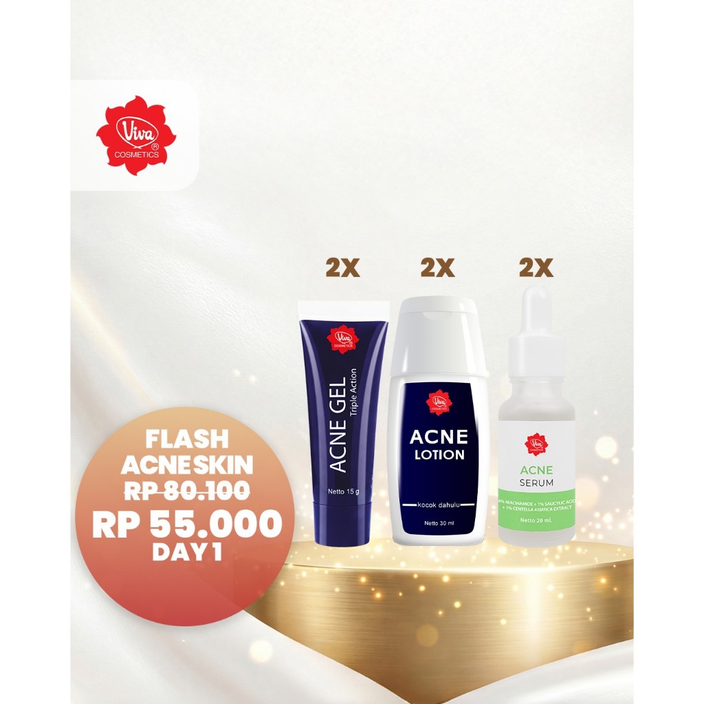 Paket 2 Viva Acne Gel, 2 Viva Acne Lotion, 2 Viva Acne Serum Viva Cosmetic