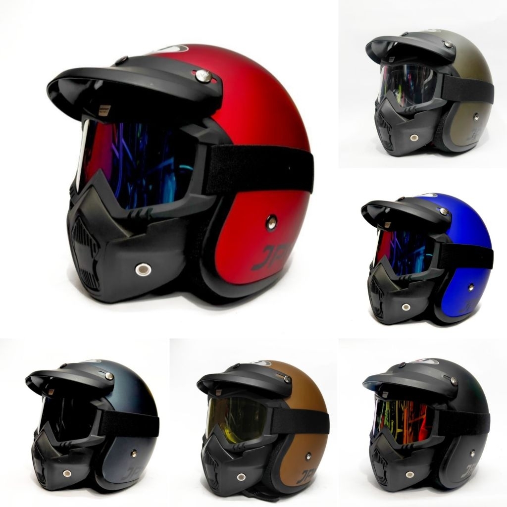 HELM JPN RETRO PET DOP PLUS GOGLE MASK