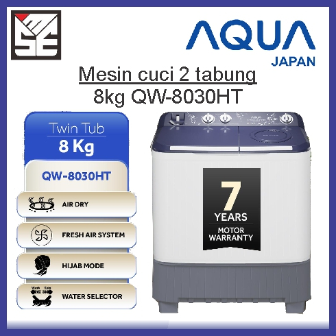 Mesin Cuci 2 Tabung AQUA QW-8030HT 8kg Hijab bogor