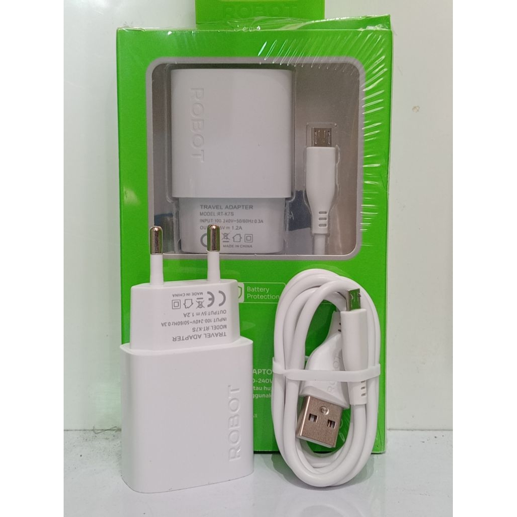Cas Robot RT k7s micro dan tipe- c travel adapter cas fast charging