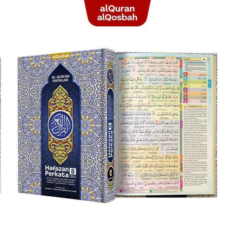 Alquran Hafazan Perkata 8 Blok Metalizing Ukuran A5 Hard Cover Kertas QPP - Alqosbah - Mushaf Quran 