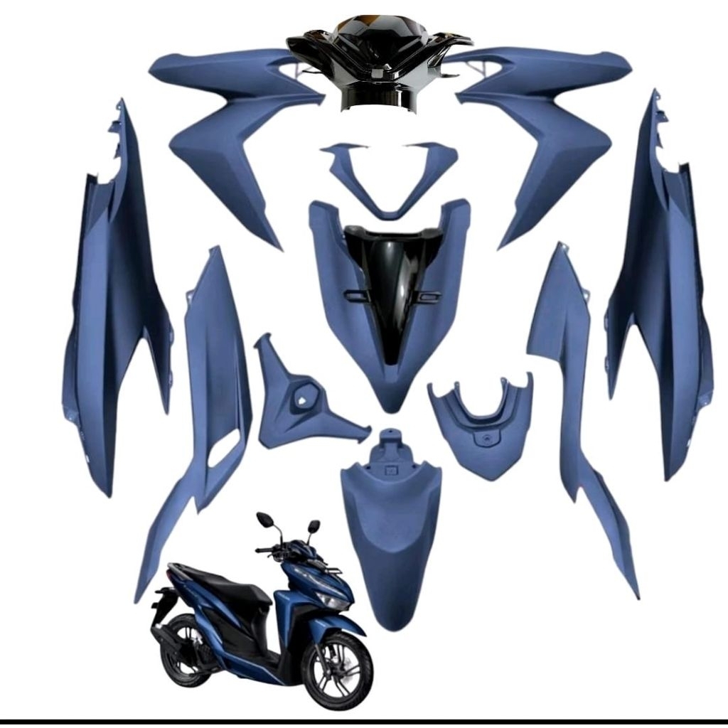full set body bodi halus vario 150 new 2018 2019 2020 biru dop doff blue matte