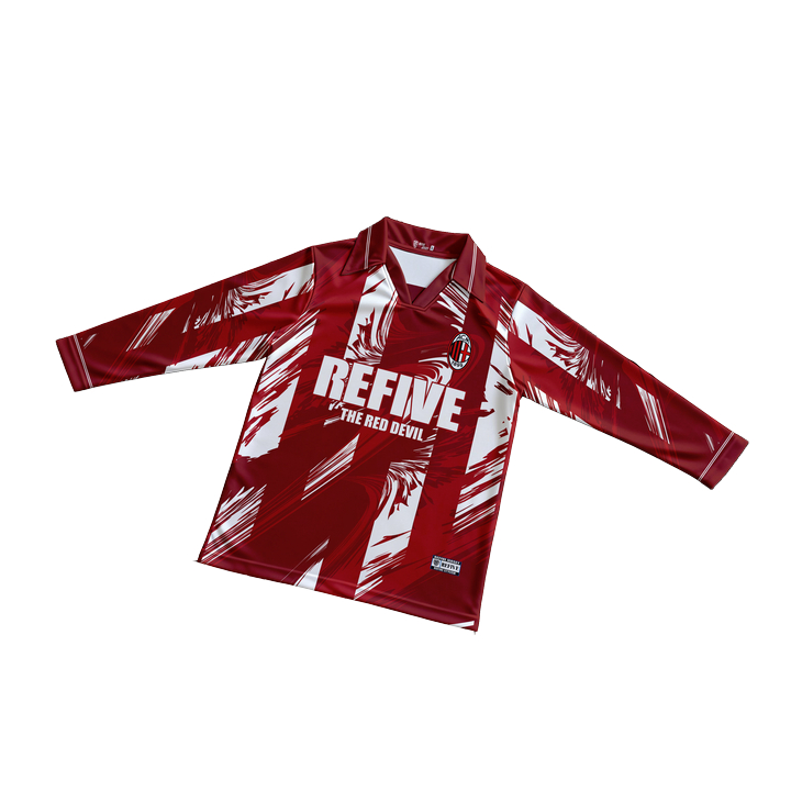 Refive- Jersey VINTAGE Long Sleeve Retro Jersey AC MILAN Atasan Tangan Panjang Pria Dan Wanita Premi