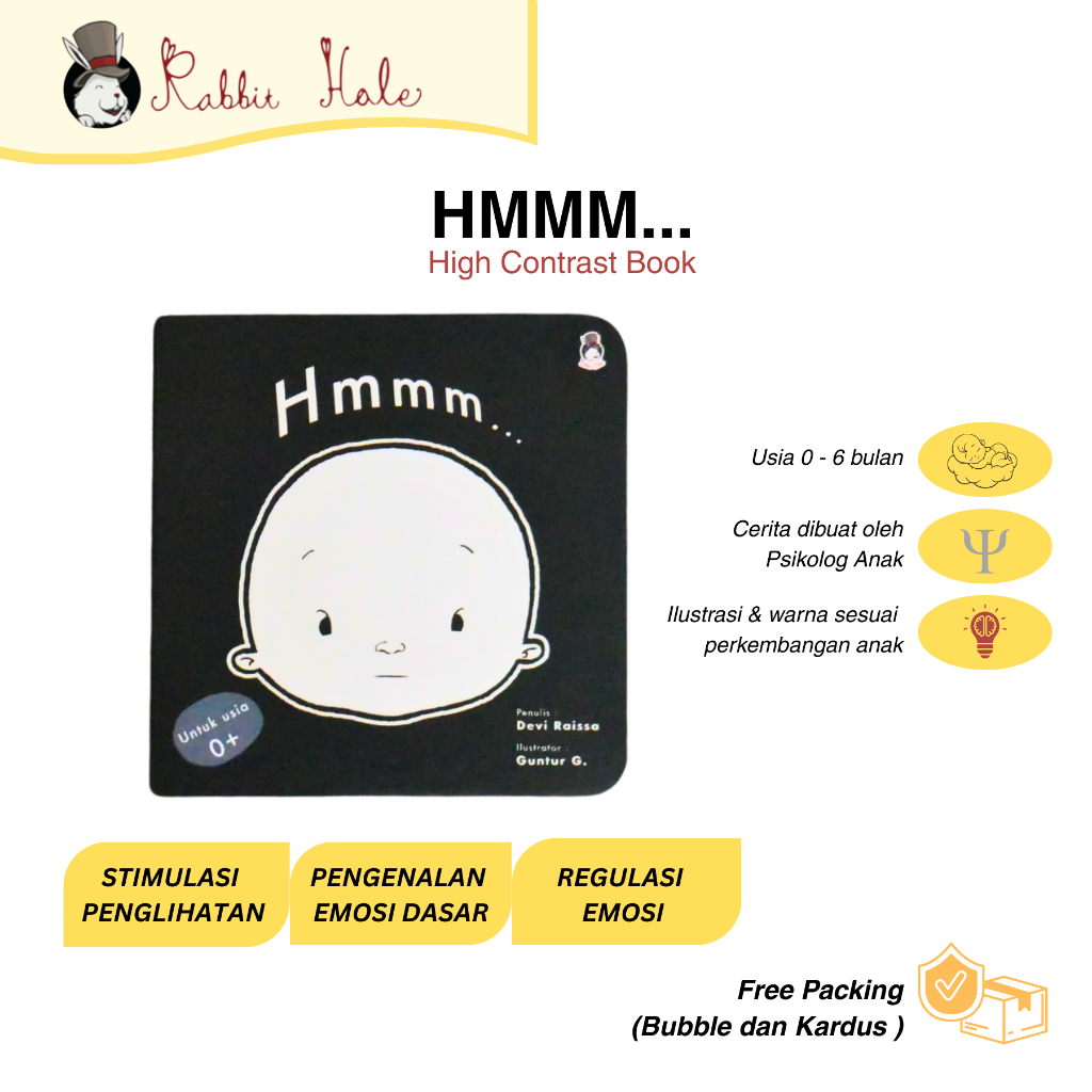 Rabbit Hole - Hmmm - Pengenalan Emosi - Buku Anak High Contrast (Board Book)