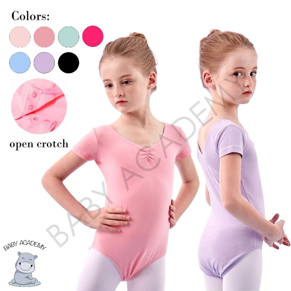 Leotard Balet Ballet Ballerina Gymnastic Senam Anak Perempuan Wanita Dewasa Short Sleeve Premium Bod