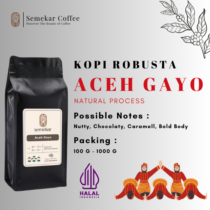 Semekar Coffee - Kopi Robusta Aceh Gayo Grade 1 Roasted Beans