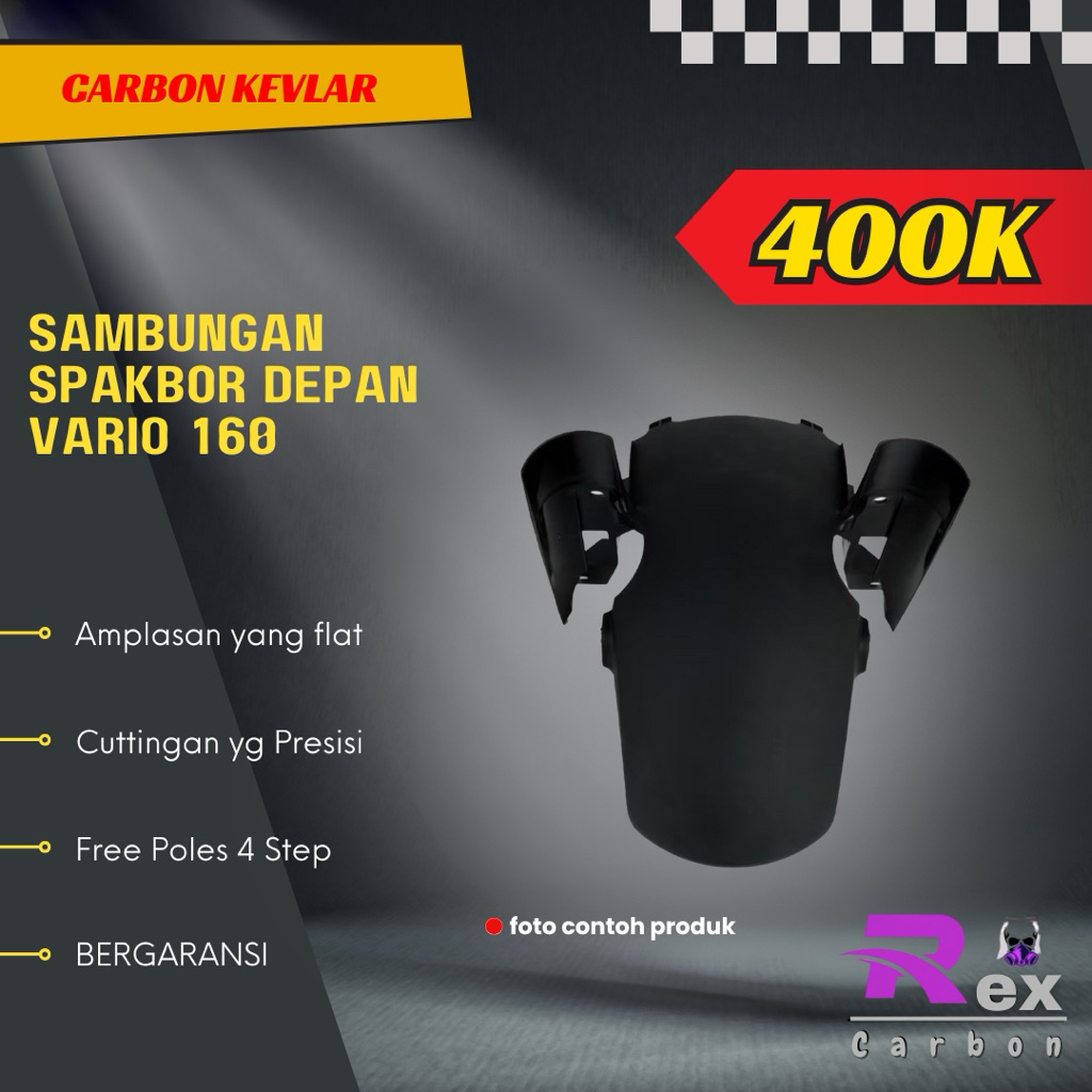 Sambungan Spakbor Depan Bagian Belakang Vario 160 Carbon Kevlar Karbon Fiber