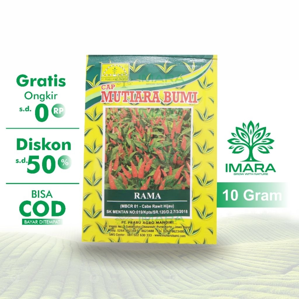 BENIH CABE RAWIT HIJAU RAMA 10 GRAM ISI 1500-1900 BIJI ORIGINAL CAP MUTIARA BUMI