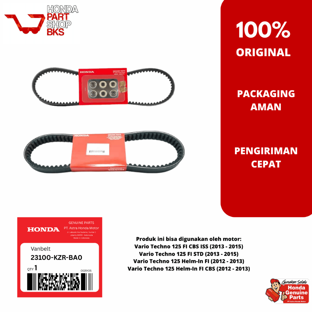 23100-KZR-BA0 23100-KZR-601 Vanbelt Drive Belt Vanbelt Honda Vario 125 FI OLD KZR HPS BKS