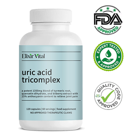 Elixir Vital Uric Acid Cleanse (120 Capsules) – Quercetin + Turmeric Formula / Supports Uric Acid Fl