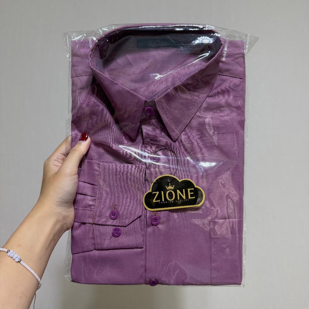 KEMEJA PRIA ZIONE - KEMEJA POLOS LENGAN PANJANG WARNA MAUVE