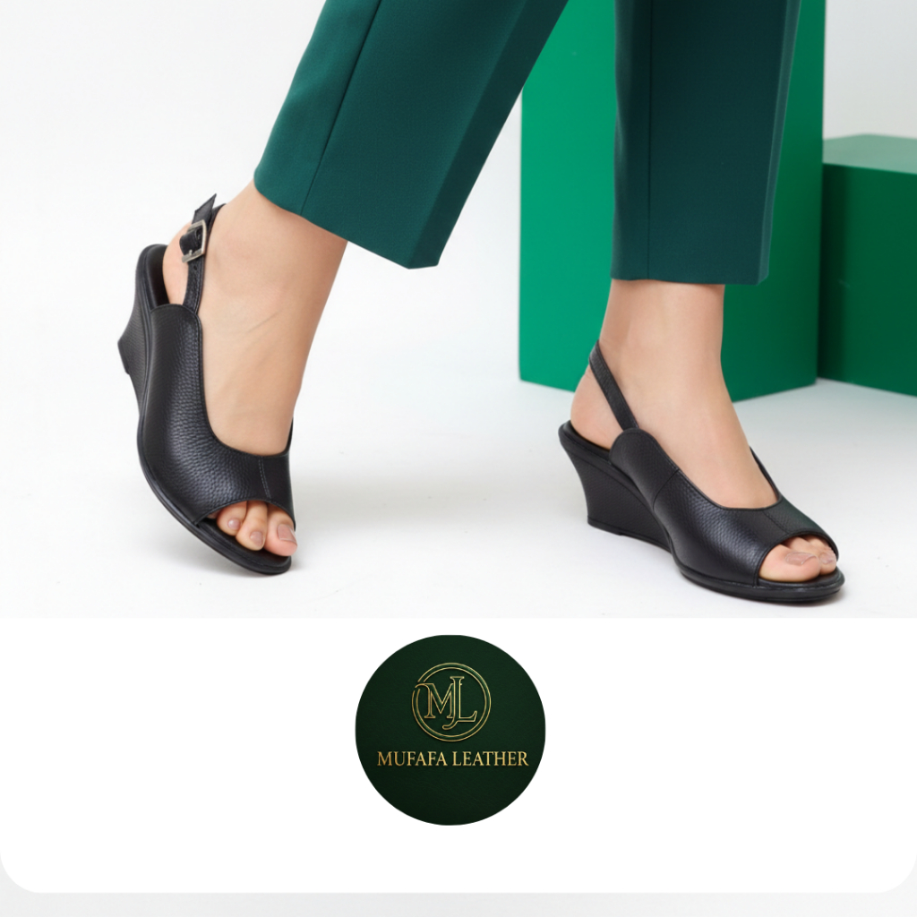 Sandal Sepatu Tali Wedges 5cm Kulit wanita Tatia