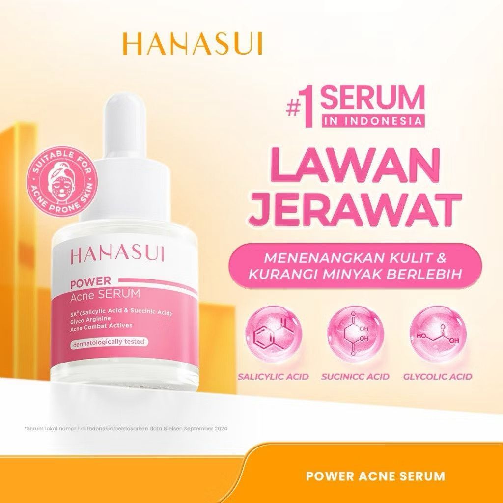 Hanasui Power Acne Serum 20ml. Serum wajah mengatasi jerawat dan memudarkan bekas jerawat.