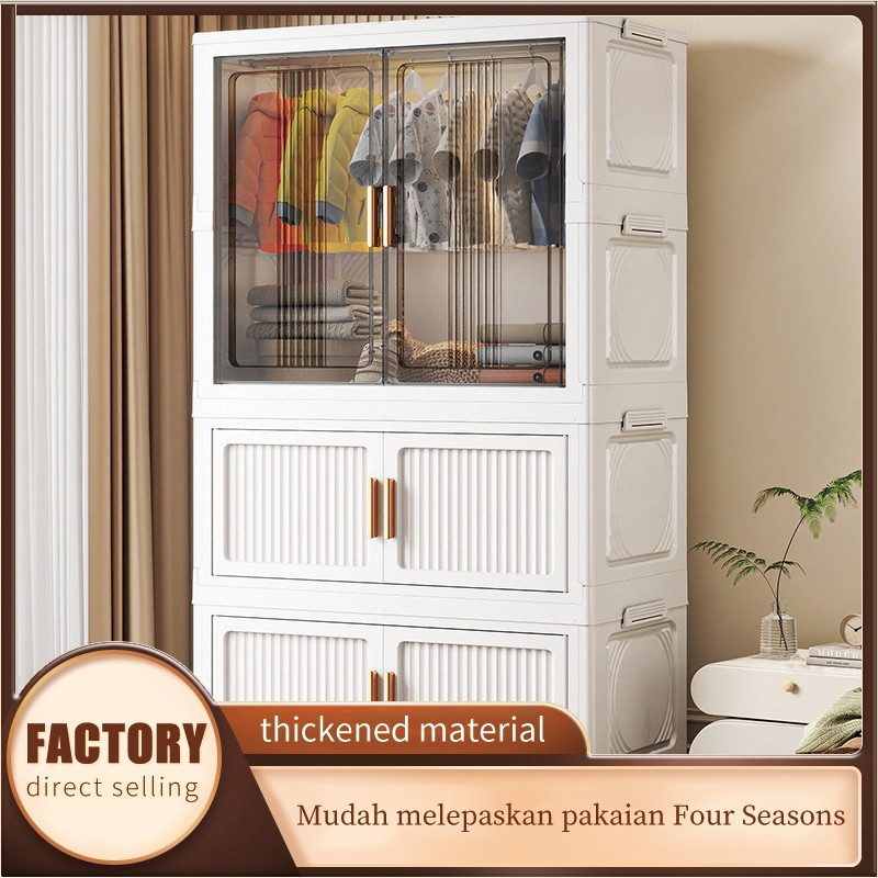 Lemari Pakaian Plastik Besar 55CM Lemari Plastik Lipat Lemari Pakaian Plastik Tanpa Pemasangan
