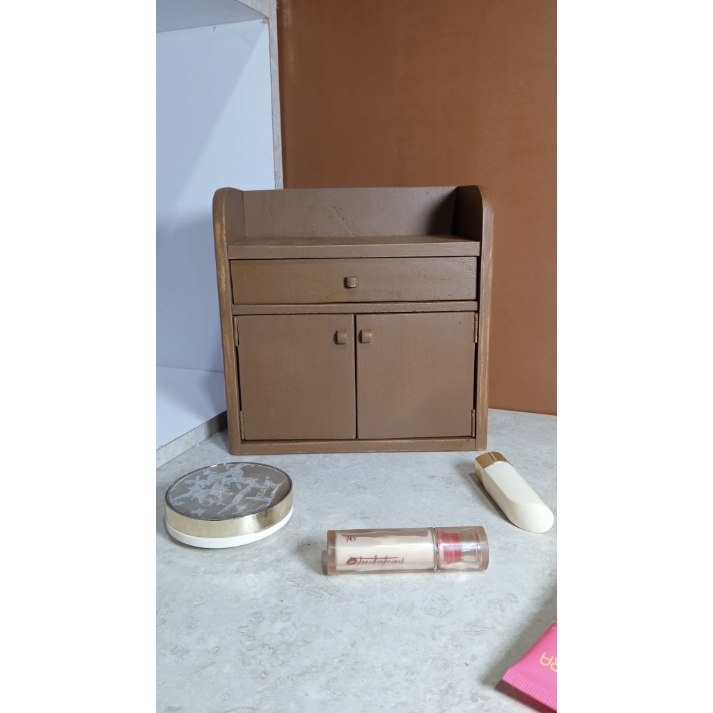 Mini Lemari Kayu Aesthetic 3 Ruang | Rak Penyimpanan Kayu Mini Minimalis