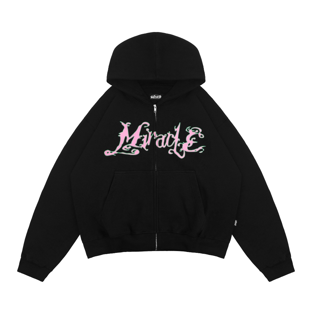Miracle Mates - Repov Black Boxy Zipper Hoodie |  Cotton Fleece 330 GSM | Boxy Fit Zipper Hoodie