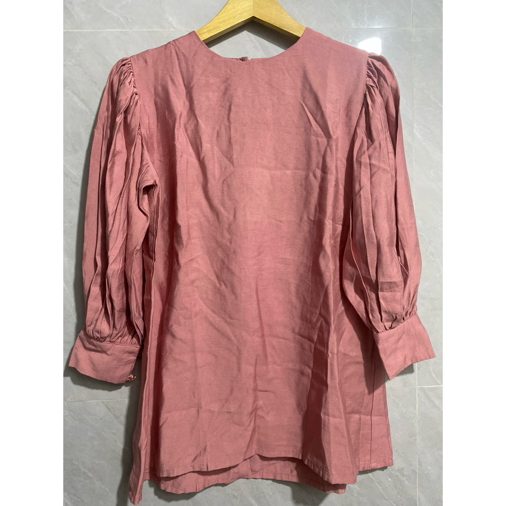 Preloved set celana benang jarum size S mauve