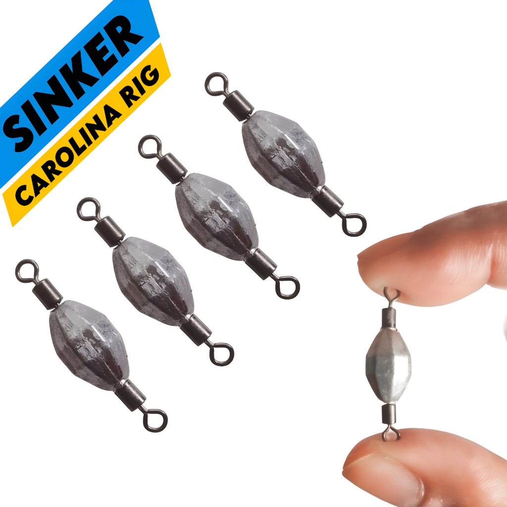 Sinker Carolina Rig Timah Pancing Swivel Putar Anti Kusut Sensitif Cocok Soft Lure Air Tawar Payau