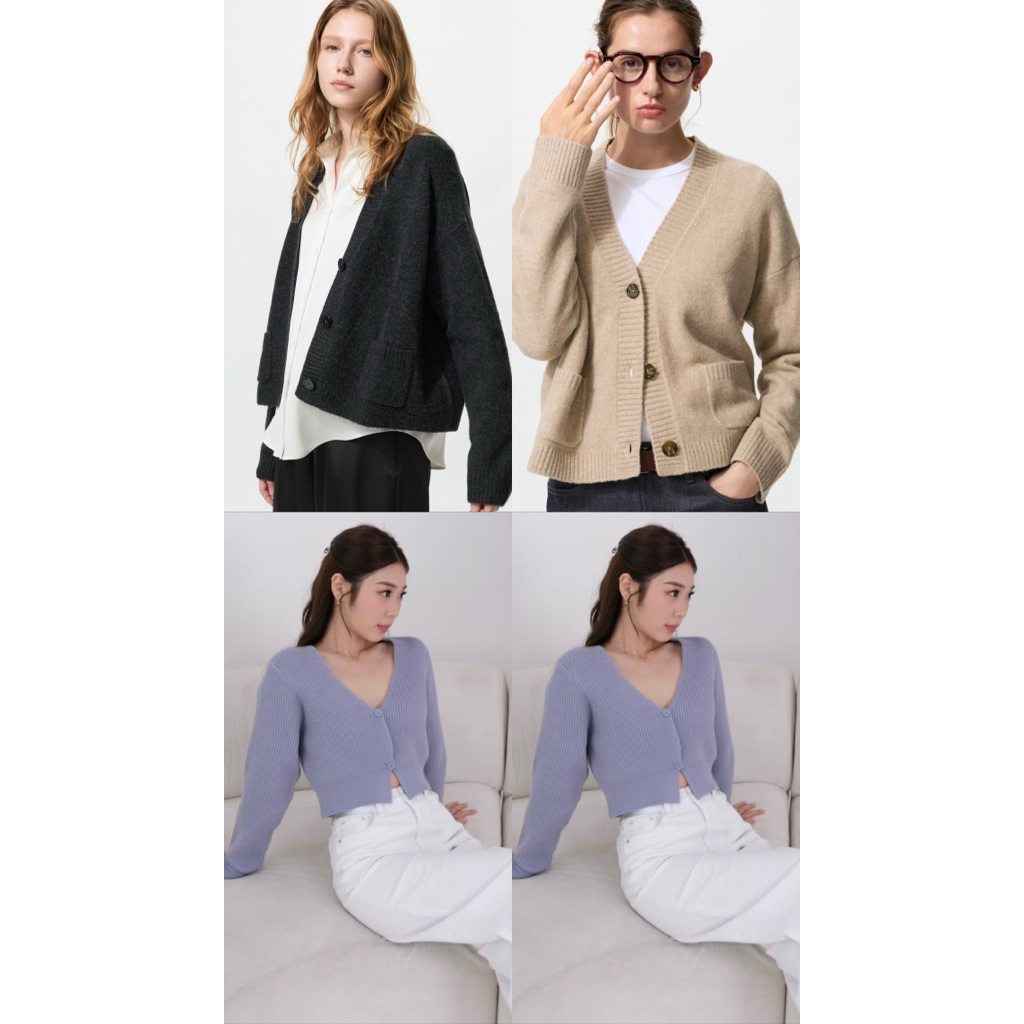 Uniqlo - Light Souffle Yarn Cardigan / Knit Cardigan (Beige, Grey, Blue)