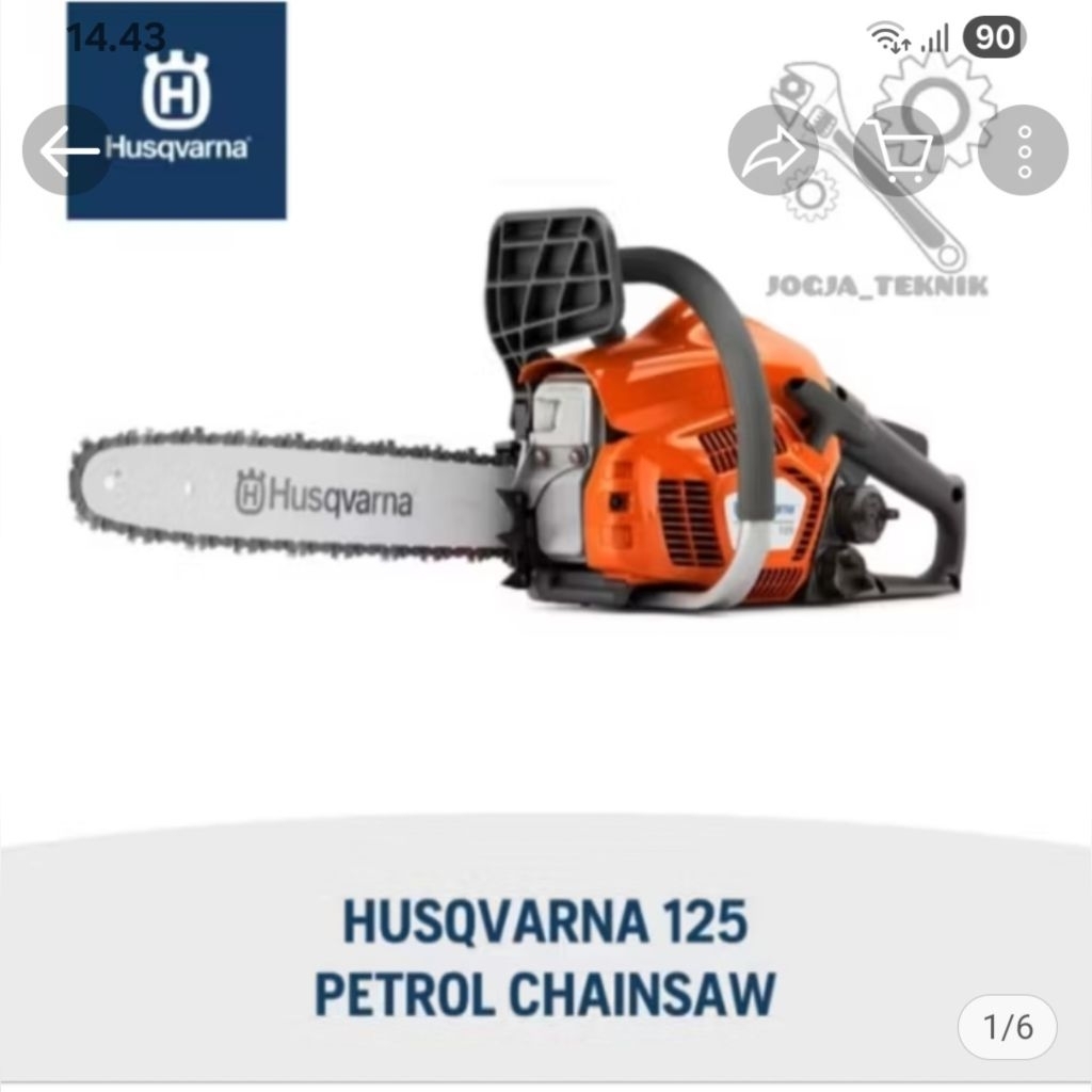 MESIN CHAINSAW HUSQVARNA 16" 125 ORIGINAL / SINSO 16" MERK HUSQVARNA ASLI 100%