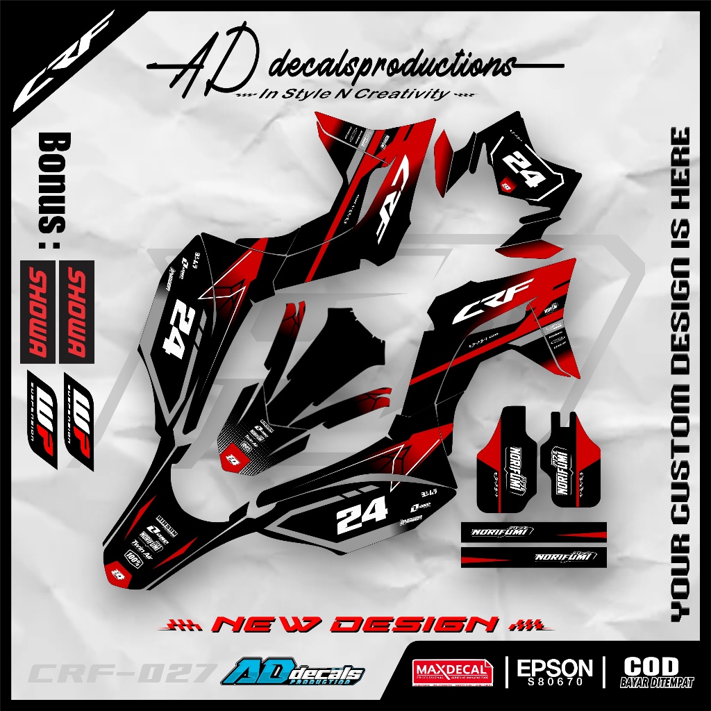 Decal CRF 150L Fullbody Stiker Motor Bahan Maxdecal chrom ad decals-027