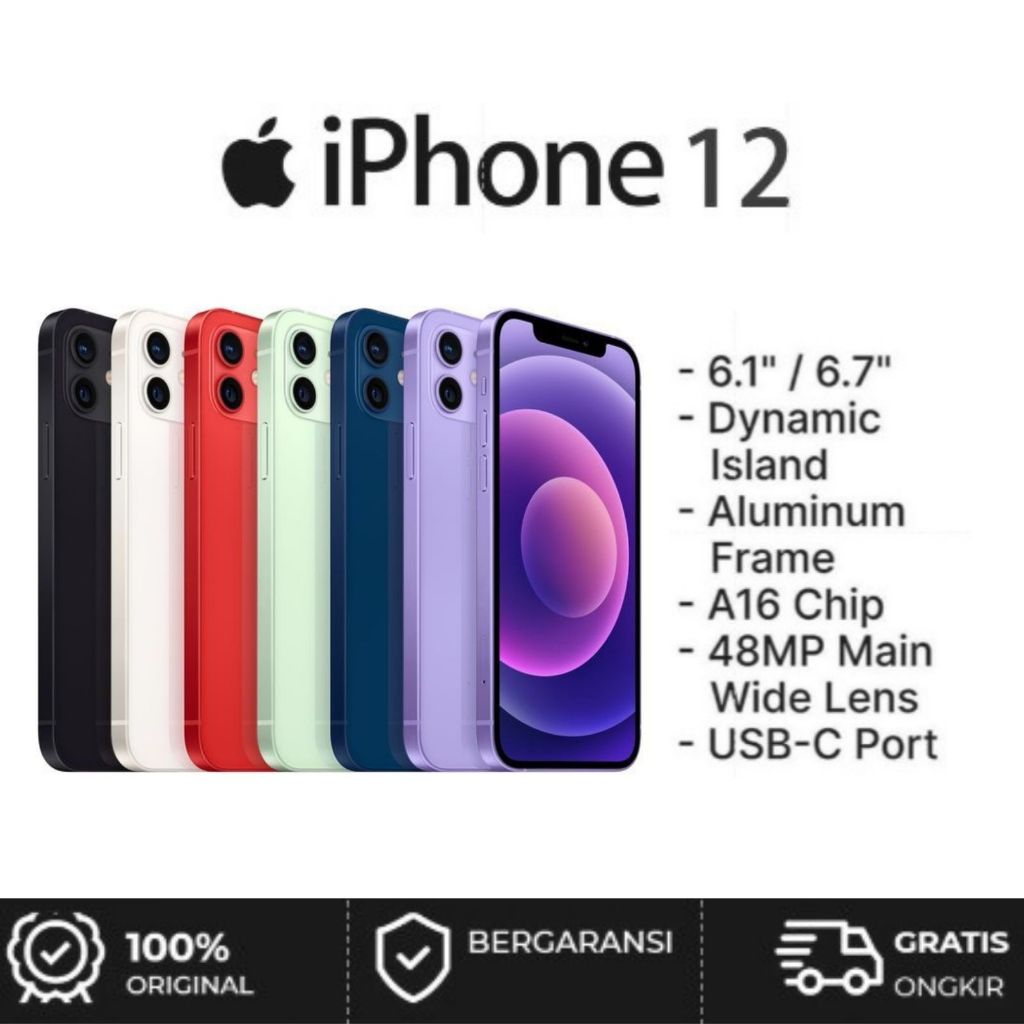 HP APPLE IPHONE 12 100% Original 64GB/128GB HP 12  FULLSET MULUS SECOND GOOD CONDITIONS