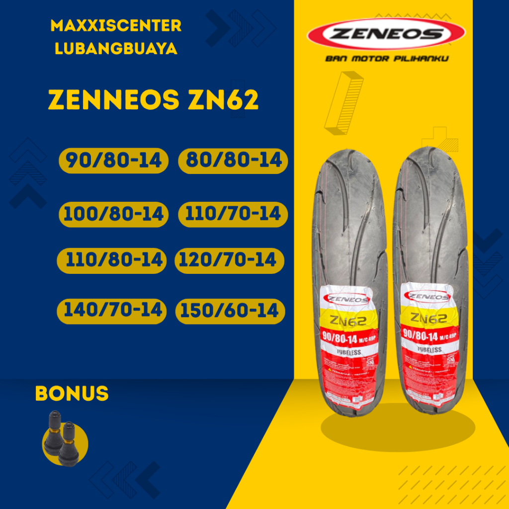 [BISA COD] BAN ZENEOS ZN62 SERIES 80/80-14 90/80-14 100/80-14 110/70-14 110/80-14 120/70-14 140/70-1