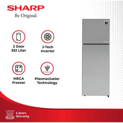 Kulkas Sharp SJ 456GI / SJ456GI Kulkas Sharp 2 Pintu J Tech Inverter 329 Liter