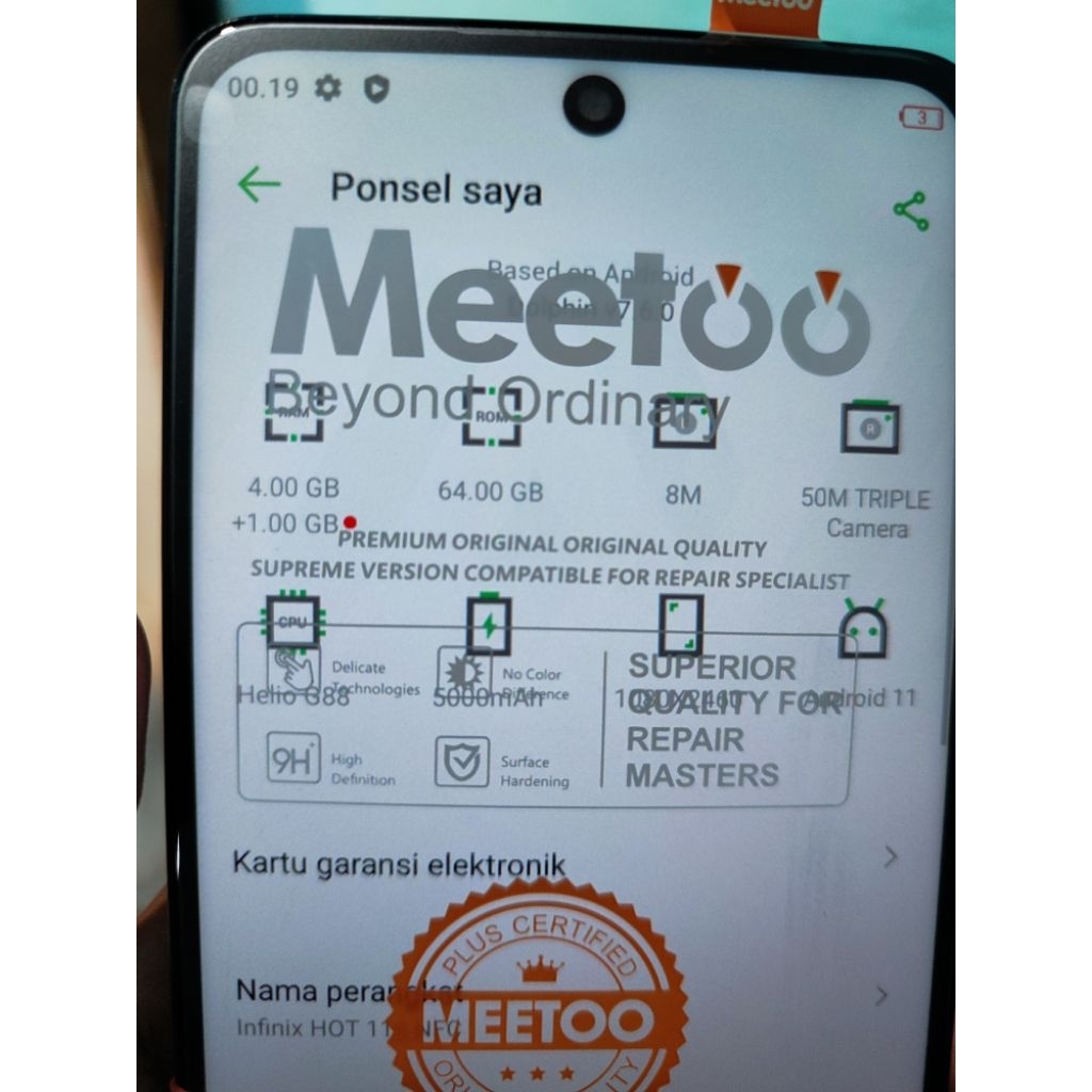 Mesin Infinix Hot 11s NFC 4/64 Normal Perawan