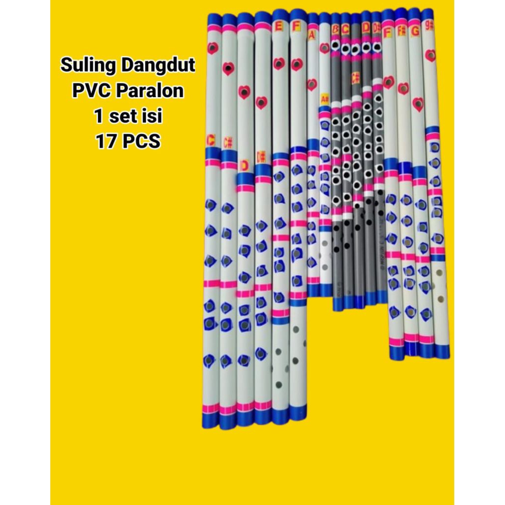 Suling dangdut 1 set isi 17pcs, Suling Pipa paralon PVC, suling dangdut lengkap
