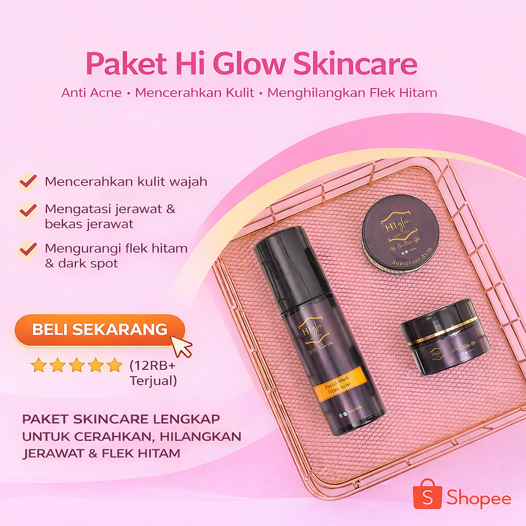 Paket Skincare BPOM untuk Jerawat Parah & Flek | Hi Glow Premium Glow Acne