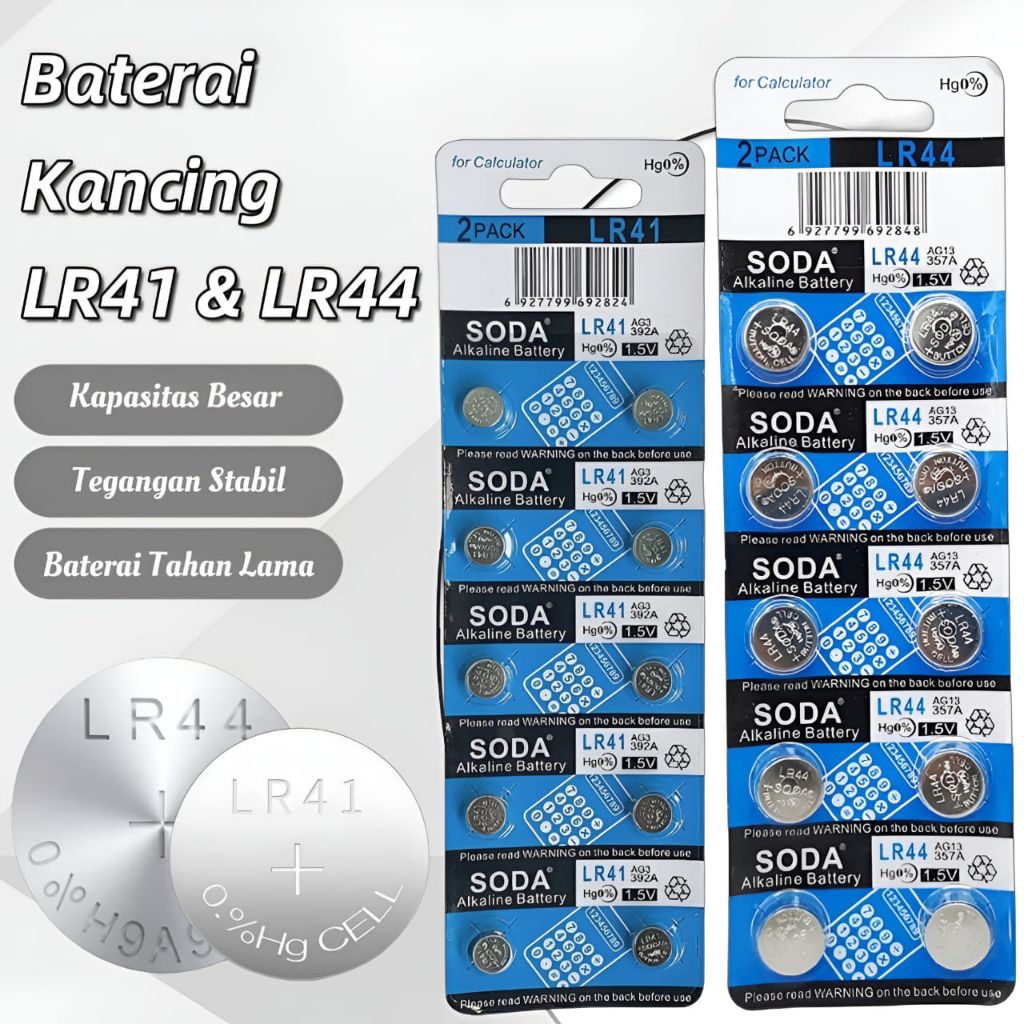 Baterai Jam Batu Battery Batre Mainan Laser SODA LR41 LR44 •Bestindo•
