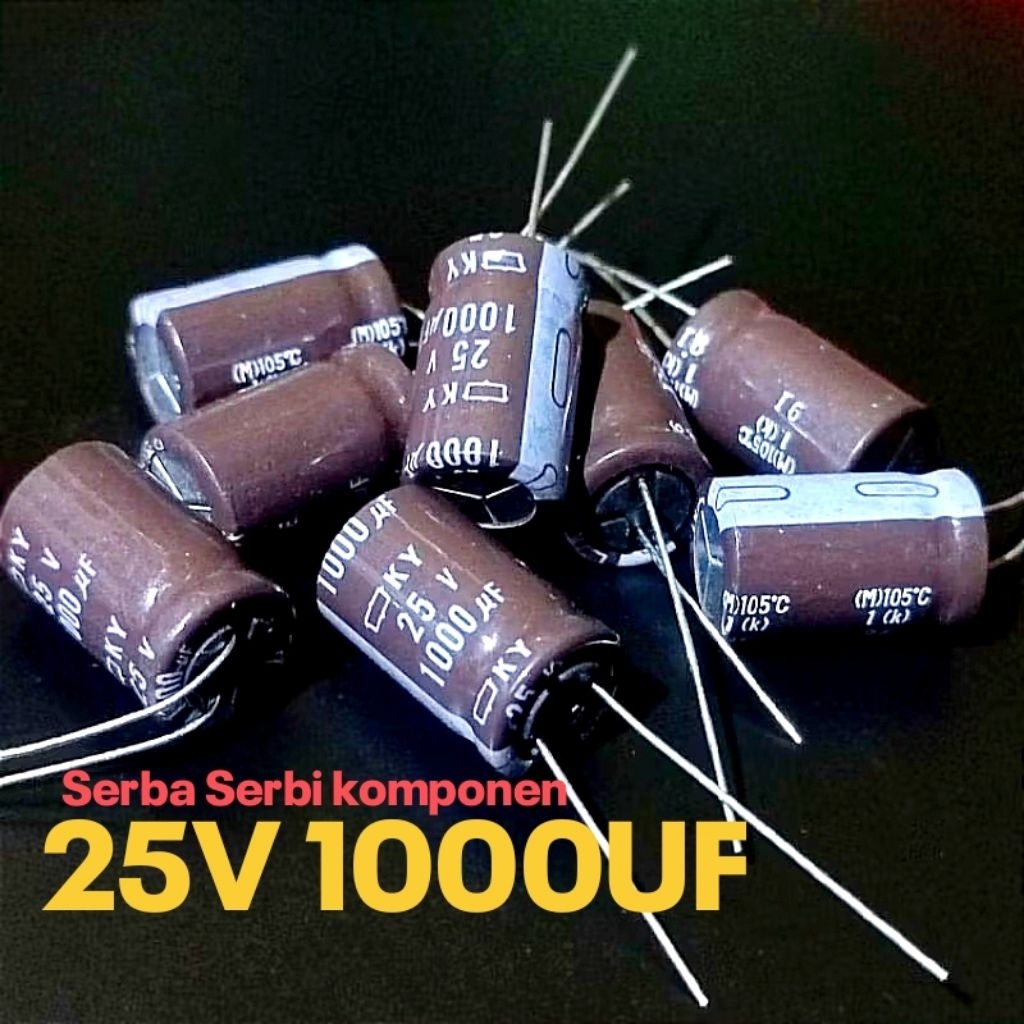 (5 BUAH) CAPASITOR ELCO 25V 1000UF BAGUS