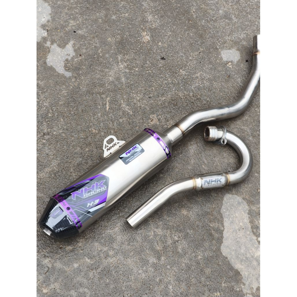 Knalpot NHK HK-3 KLX 150 CRF 150 D-TRACKER  150 WR 155 Original Suara Ngebas Bulat Full Stainless