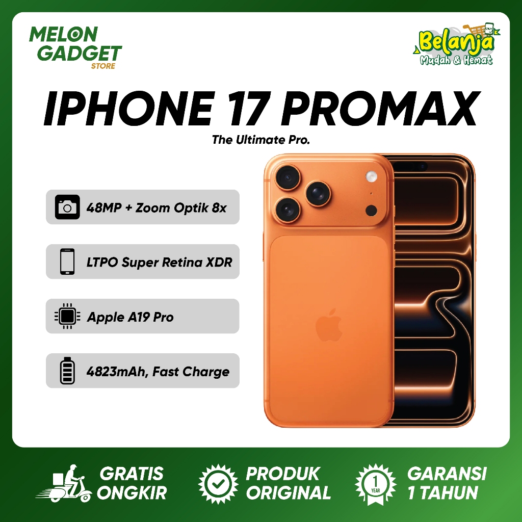 IPHONE 17 PROMAX 256 512 1TB GARANSI IBOX JAMINAN BARU SEGEL